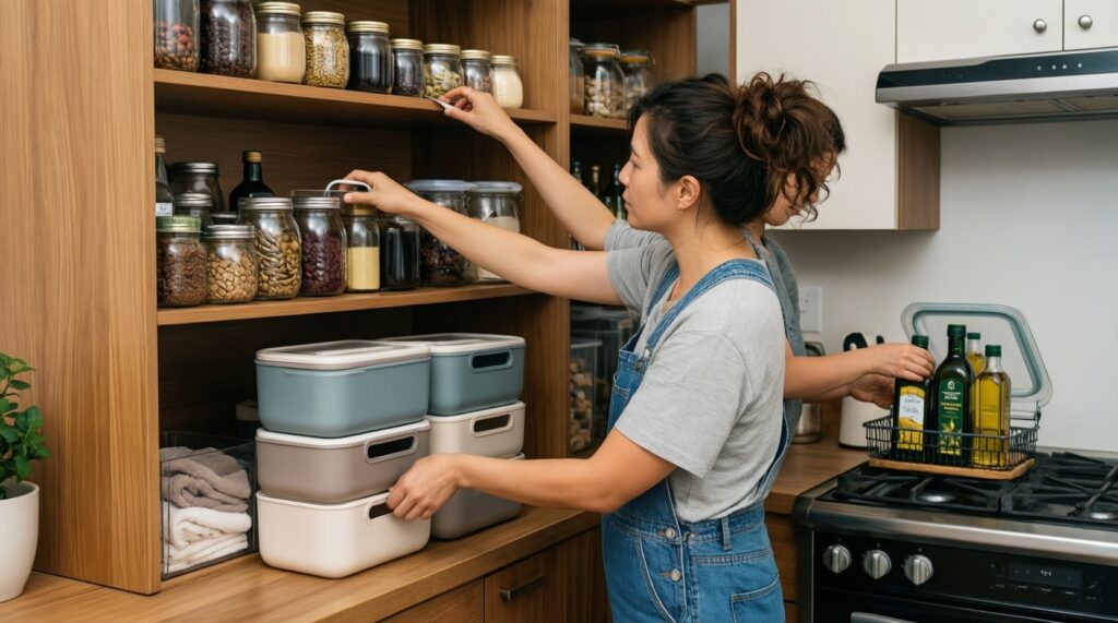 Как организовать хранение на кухне: контейнеры, подписи и зоны - иллюстрация