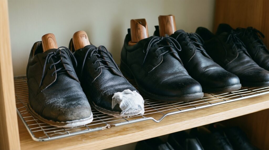 Лайфхаки по уходу за обувью: чистка, сушка и защита от воды - иллюстрация