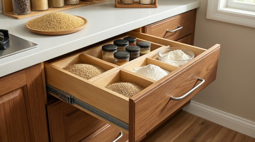 Идеальная система хранения на кухне: как организовать крупы, специи и посуду - иллюстрация