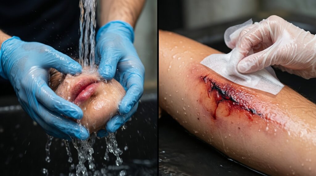 Первая помощь при бытовых травмах: ожоги, порезы, ушибы - что делать по шагам - иллюстрация