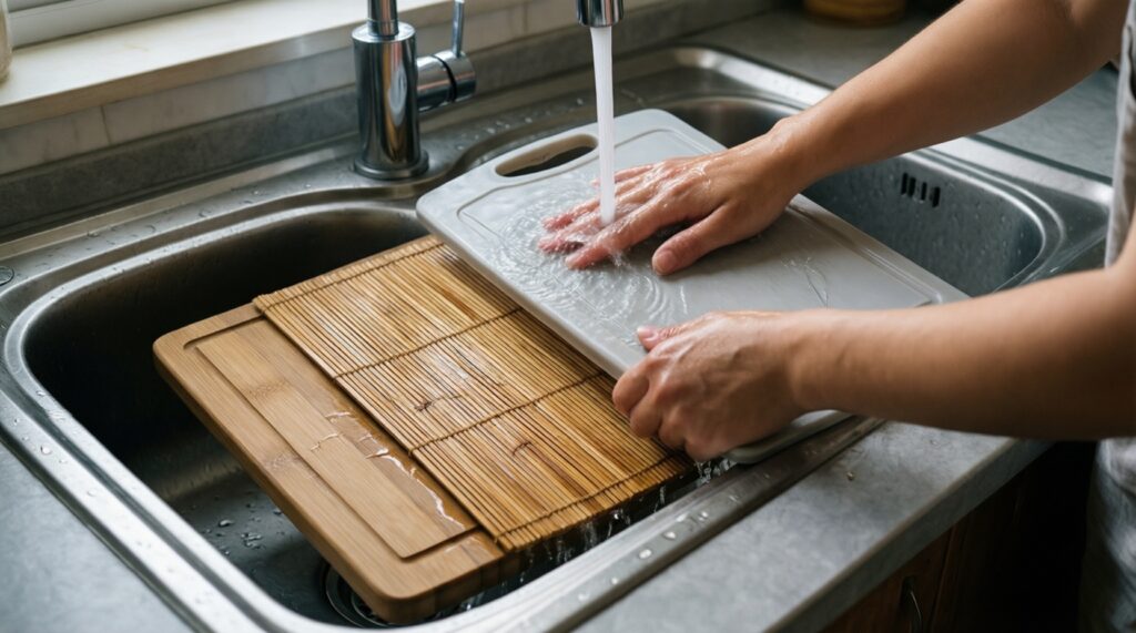 Пошагово: как правильно мыть и дезинфицировать разделочные доски разных типов - иллюстрация